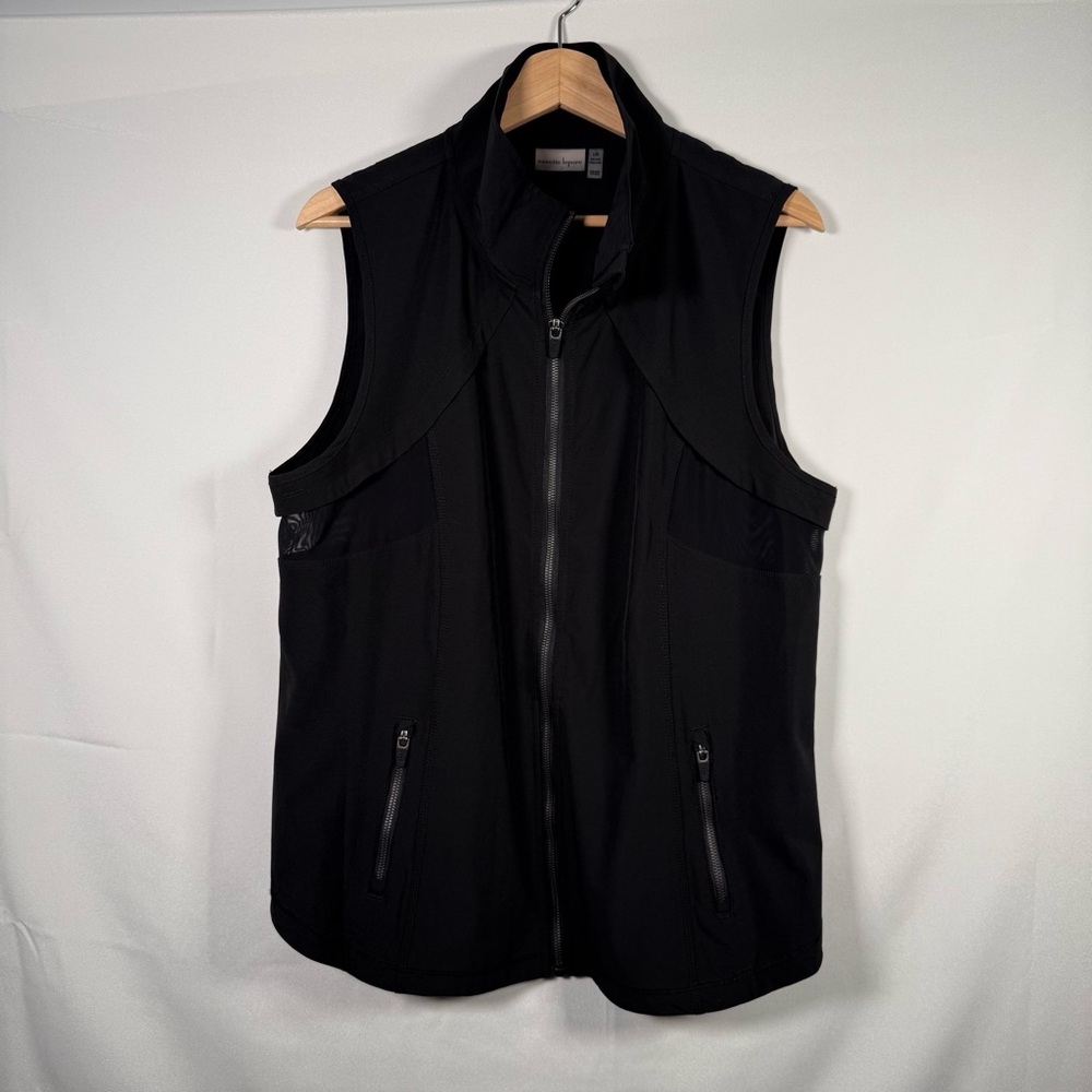 Nanette Lepore Black Women’s Zip Up Vest Mesh Details Sporty Size‎ Large Pockets